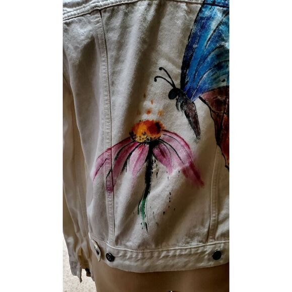 LADIES VINTAGE LEVI STRAUSS AND CO  HAND PAINTED DENIM JACKET - Picture 4 of 7
